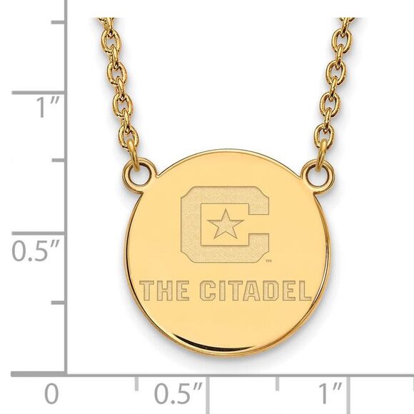 14K Gold Plated Sterling Silver The Citadel LG Disc Necklace, 18 Inch - Picture 3 of 5